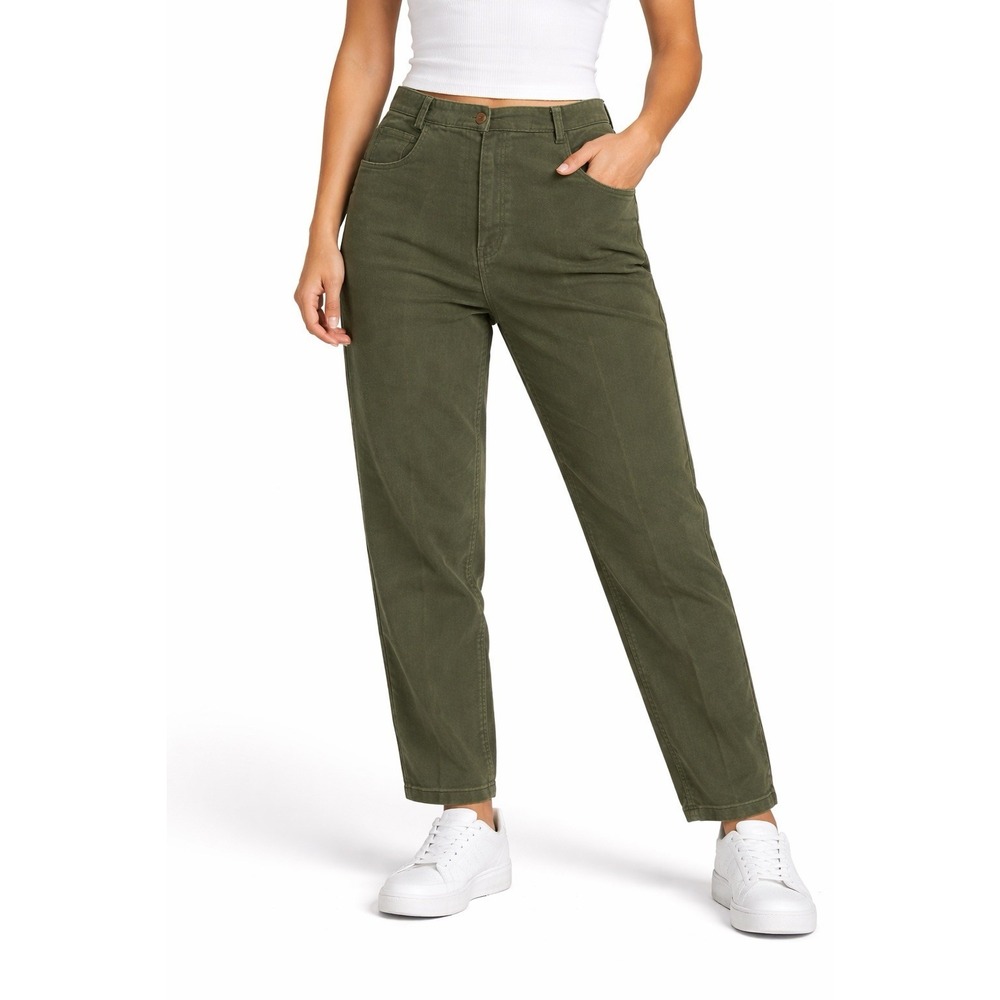 Orvis Womens Olive Green Cotton Moleskin Pants High Rise Plaid Lined Size 10 - Picture 12 of 12